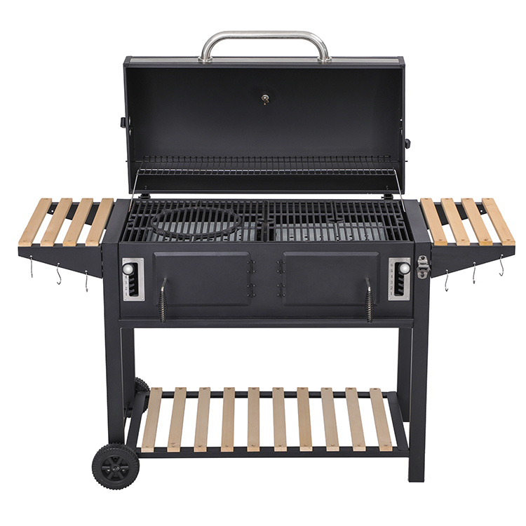 BBQ Grill Houtskool met Houten Bijzettafel